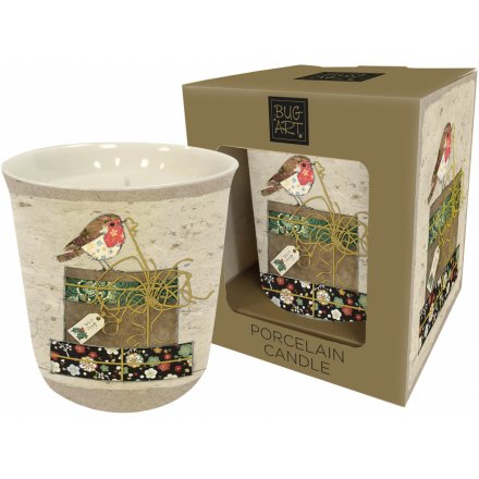 Christmas Robin Porcelain Candle - Bug Art
