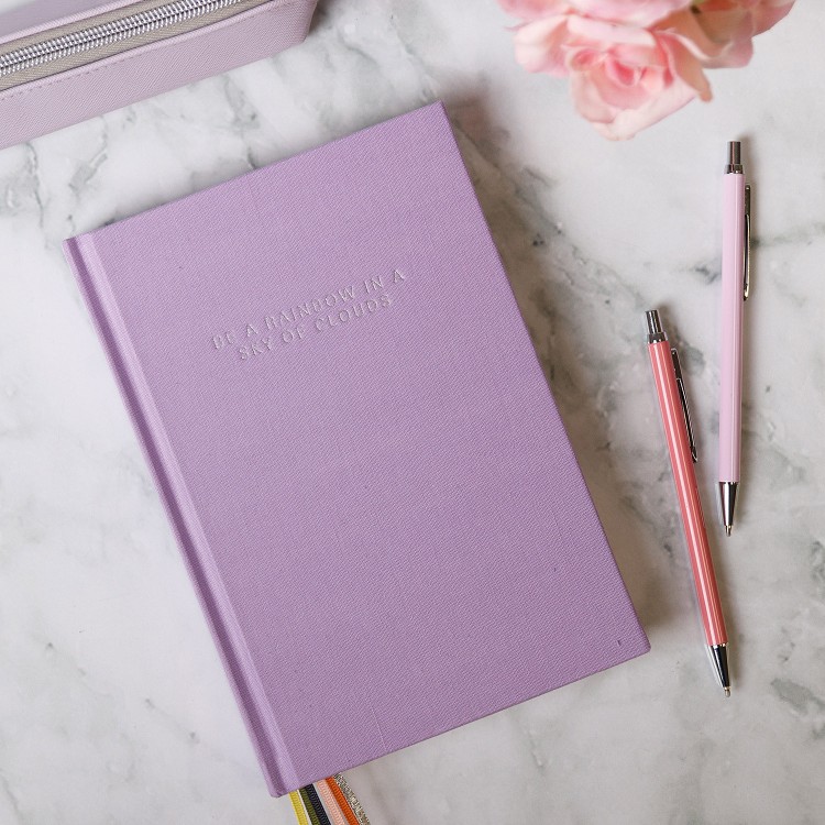 'Be a Rainbow in a Sky of Clouds' Lilac Multi Ribbon Hardback Notebook - Caroline Gardner - Image 4