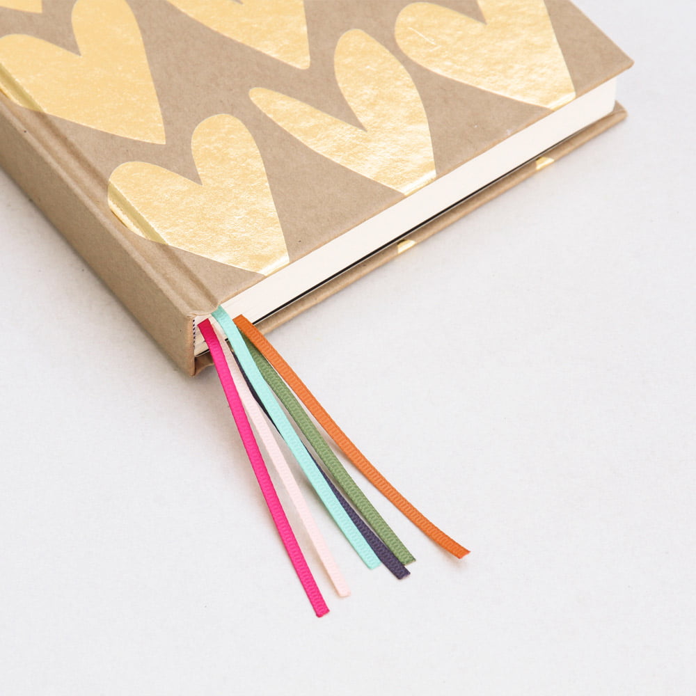 Kraft Gold Hearts Multi Ribbon Hardback Notebook - Caroline Gardner - Image 3