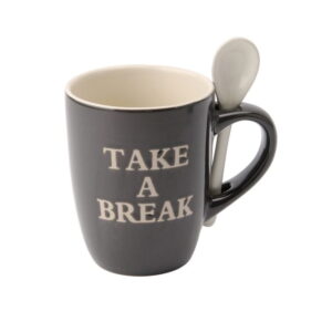 'Take A Break' Charcoal Mug and Spoon Set - CGB Giftware