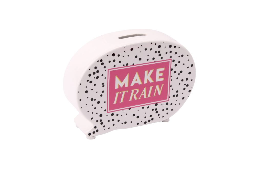Make It Rain Ceramic Speech Bubble Shaped Money Bank - Sweet Tooth - CGB Giftware