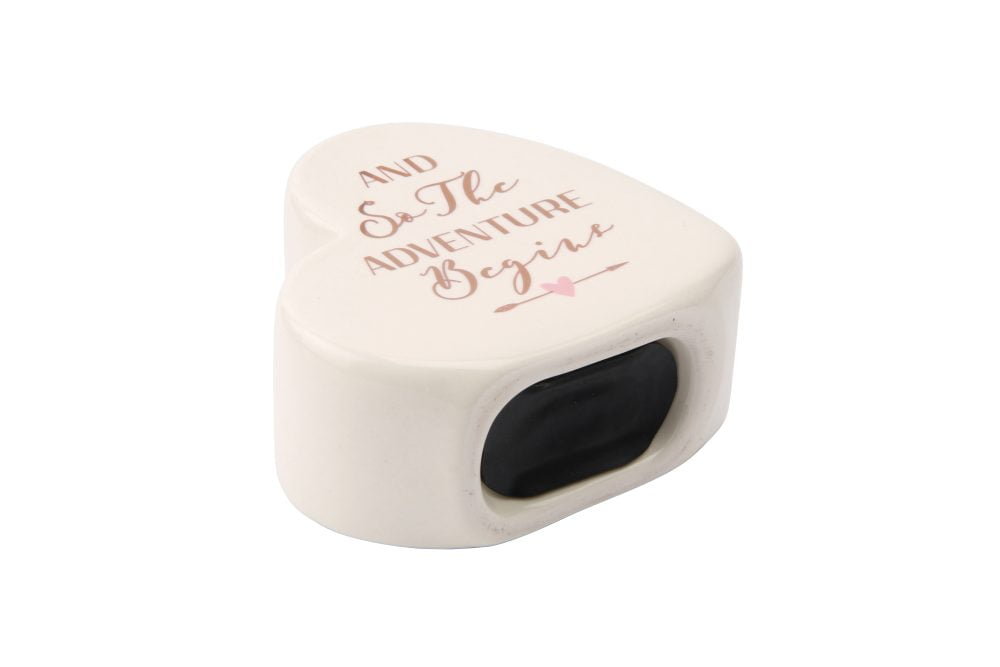 'And So The Adventure Begins' Ceramic Heart Shaped Money Bank - CGB Giftware - Image 3