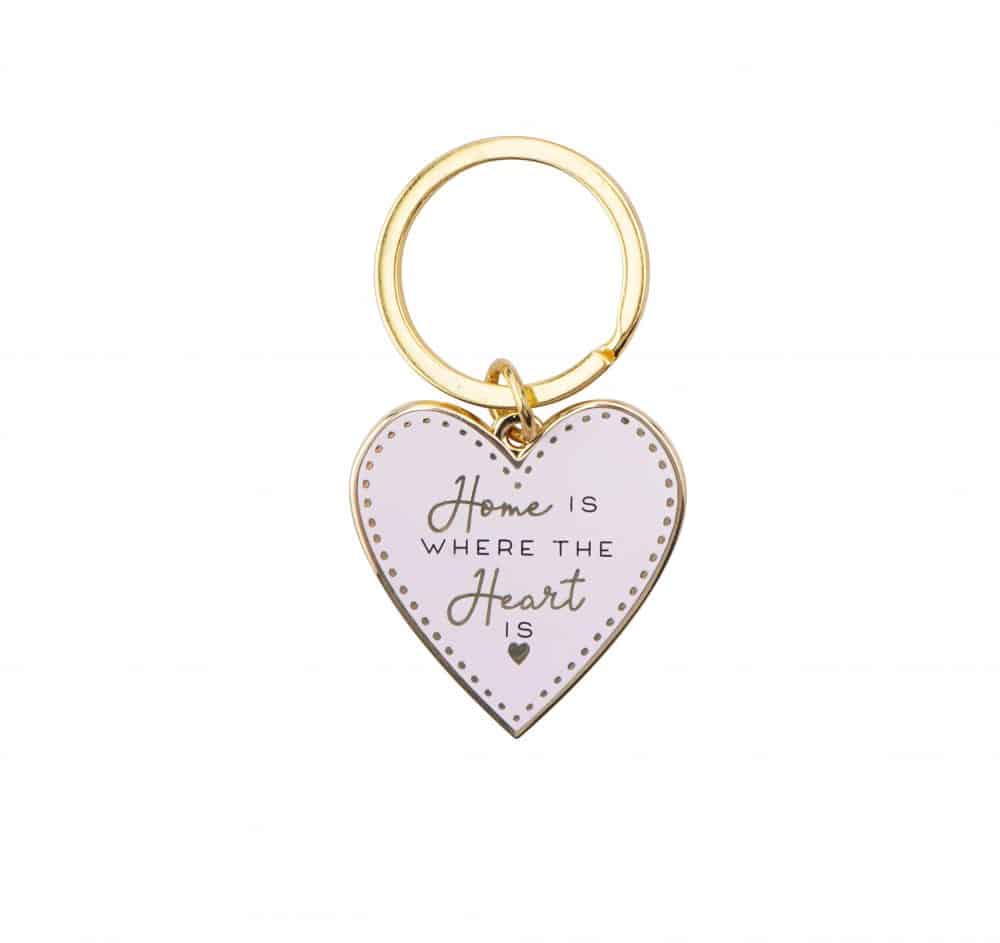 'There's No Place Like Home' Blush Enamel Heart Keyring