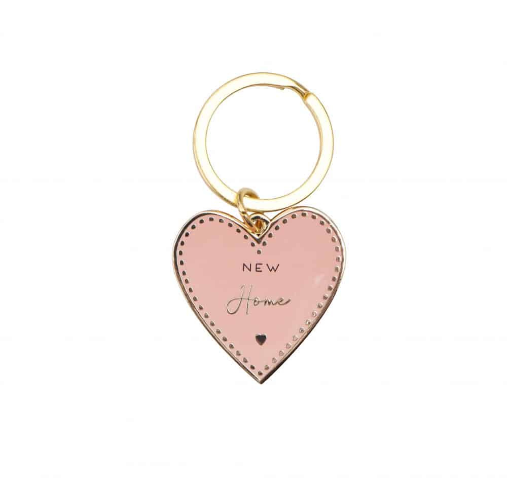 'New Home' Blush Enamel Heart Keyring