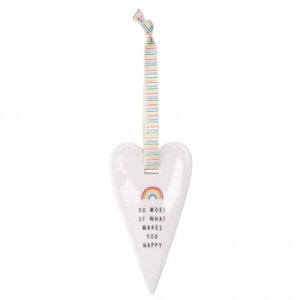 'Do More of What Makes You Happy' Chasing Rainbows Ceramic Heart Hanger