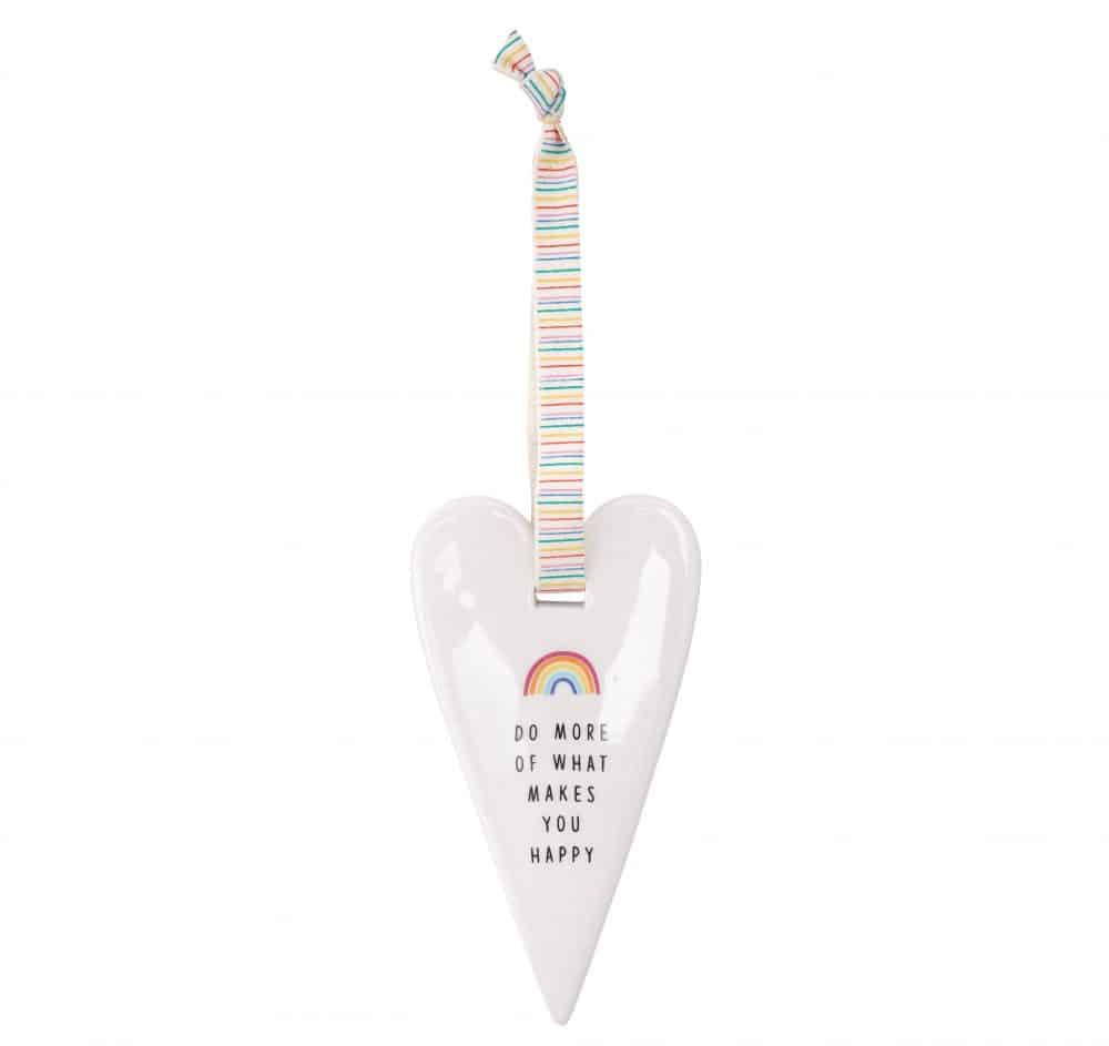 'Do More of What Makes You Happy' Chasing Rainbows Ceramic Heart Hanger