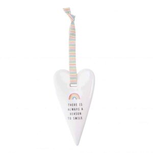 'There Is Always a Reason To Smile' Chasing Rainbows Ceramic Heart Hanger