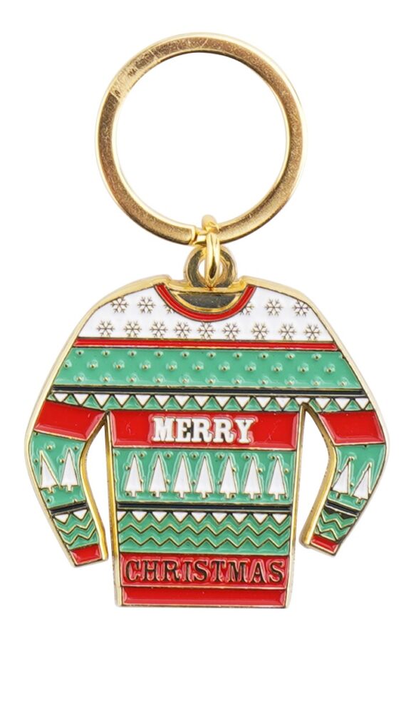 Merry Christmas Jumper Festive Metal Keyring - CGB Giftware - Image 2