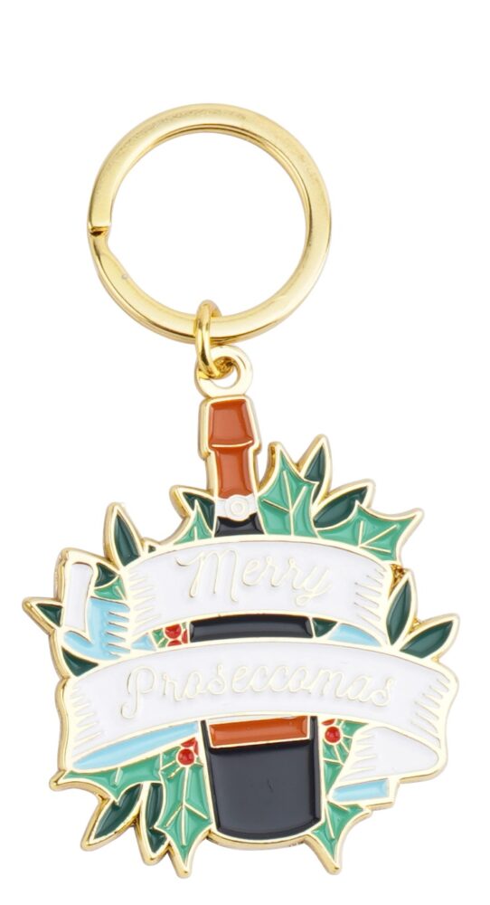 'Merry Proseccomas' Prosecco Christmas Metal Keyring - CGB Giftware - Image 3