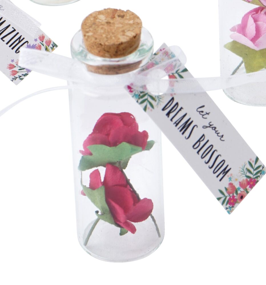 'Let Your Dreams Blossom' Sentiment Flower in a Bottle Charm Keepsake - The Flower Market