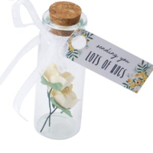'Sending You Lots of Hugs' Sentiment Flower in a Bottle Charm Keepsake - The Flower Market
