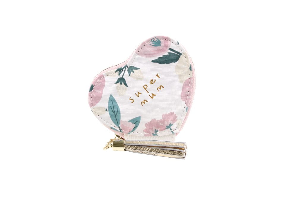 'Super Mum' Floral Heart Shaped Coin Purse - CGB Giftware