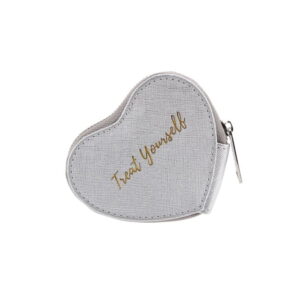 'Treat Yourself' Silver Heart Shaped Coin Purse - Willow and Rose