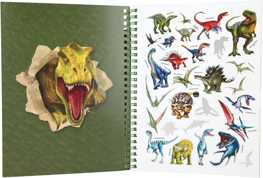 Dino World Colouring Sticker Book with Colouring Pencils Set 11385 - Depesche - Image 4