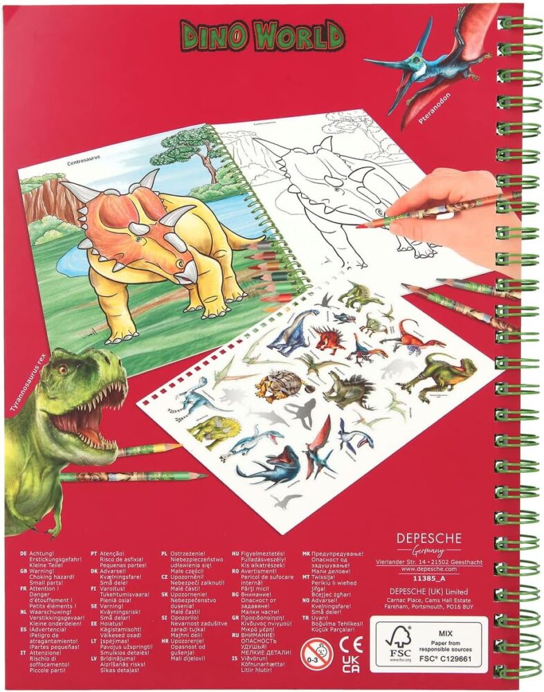 Dino World Colouring Sticker Book with Colouring Pencils Set 11385 - Depesche - Image 6