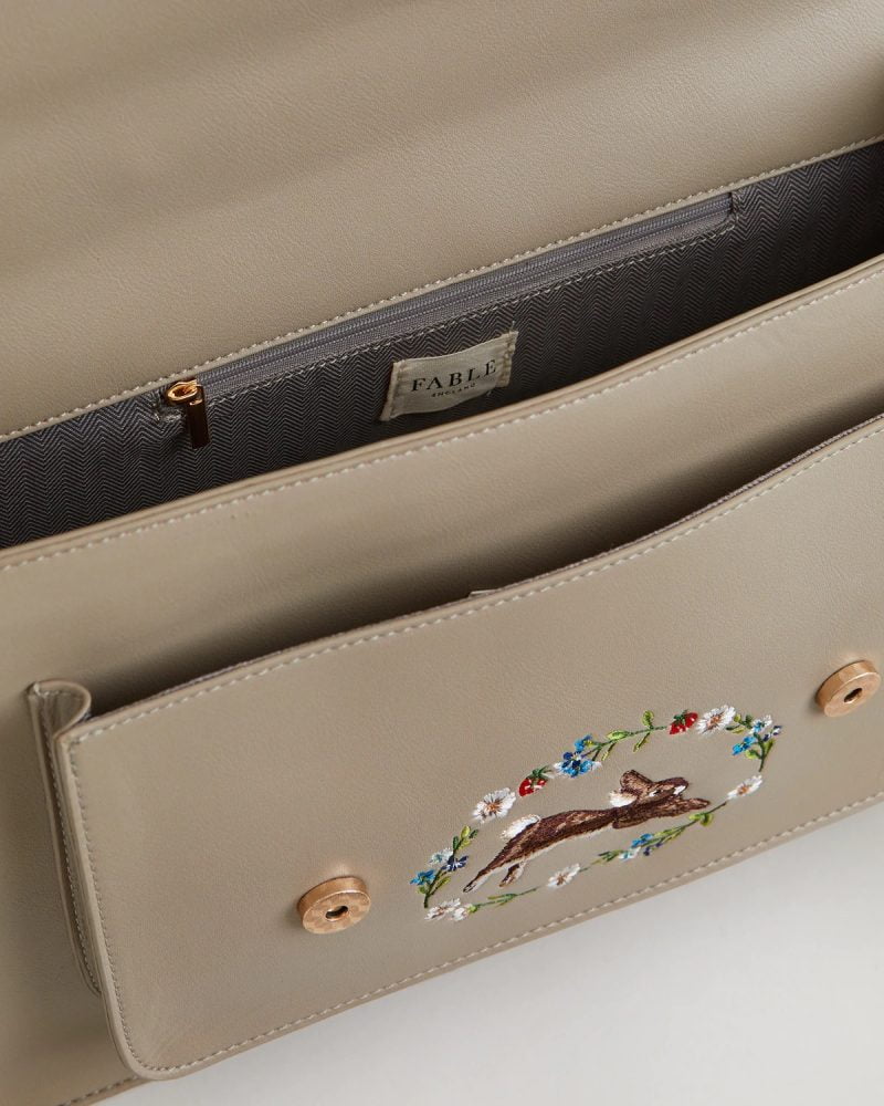 Fable England Rabbit Embroidered Satchel Bag - Image 3