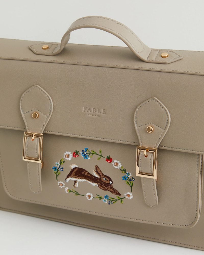 Fable England Rabbit Embroidered Satchel Bag - Image 4