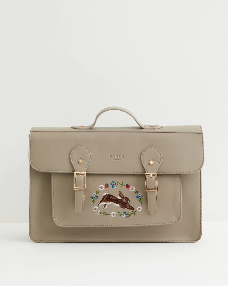 Fable England Rabbit Embroidered Satchel Bag - Image 5