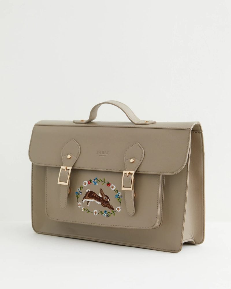 Fable England Rabbit Embroidered Satchel Bag - Image 6