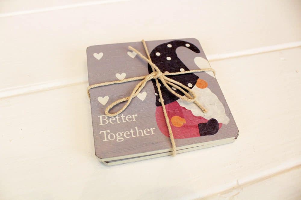 'Better Together' Gonk Gnome Wooden Coaster Set of 2 - Langs - Image 2