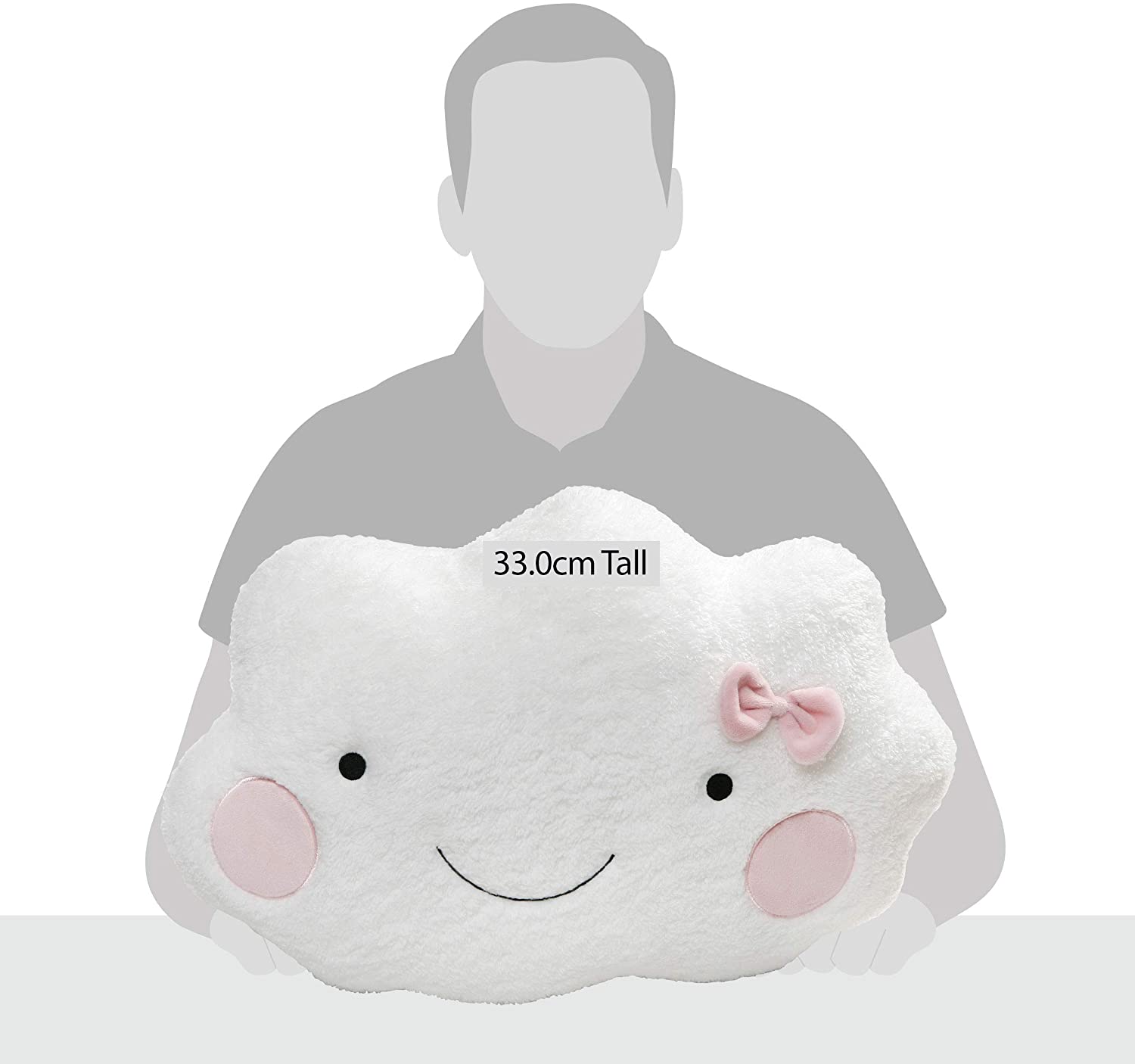 GUND Large Happy Cloud Cushion With Pink Bow - Image 2