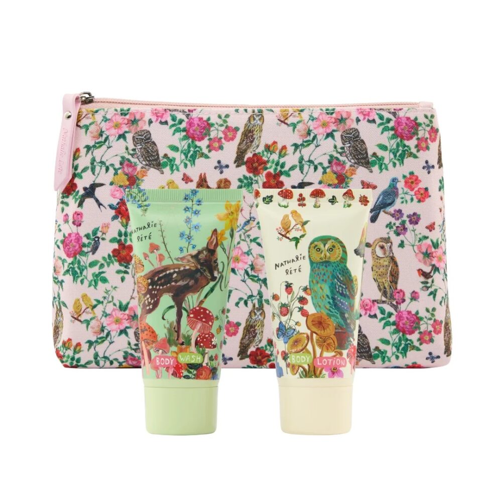 Nathalie Lete - Forest Folk Travel Wash Bag with Body Wash and Body Lotion - Heathcote and Ivory - Image 3