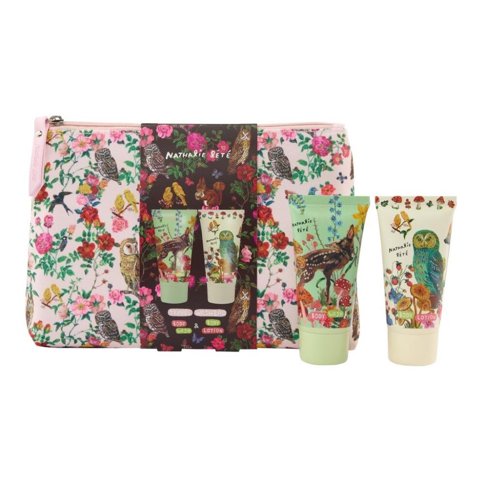 Nathalie Lete - Forest Folk Travel Wash Bag with Body Wash and Body Lotion - Heathcote and Ivory