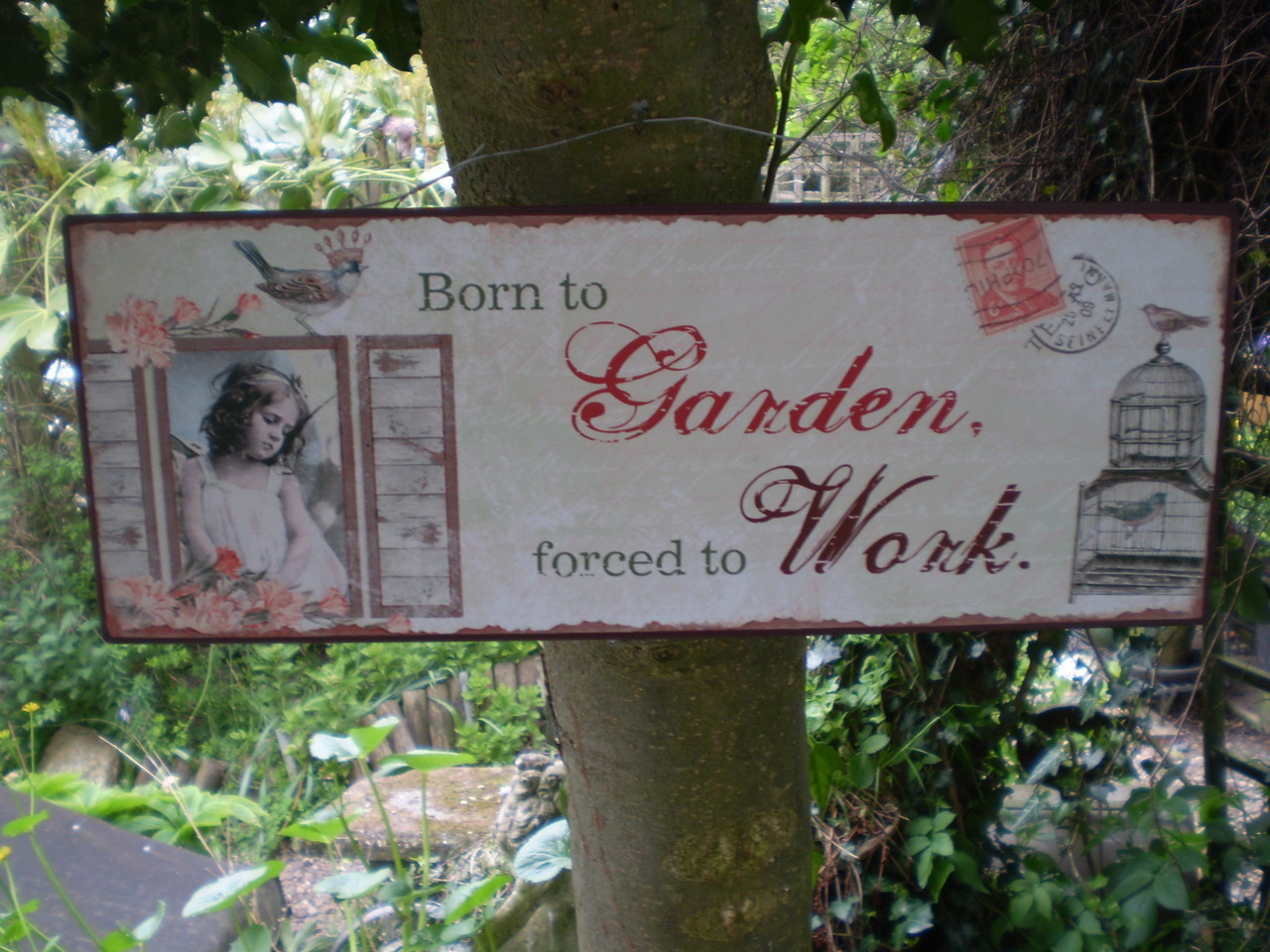 'Born To Garden Forced To Work' Vintage Metal Sign - Heaven Sends - Image 2