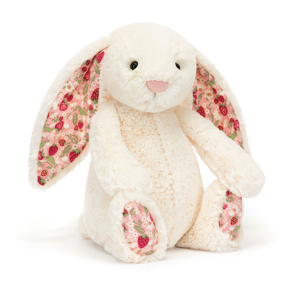 Jellycat Blossom Cream Bunny 'Berry' - Medium 31cm x 12cm x 9cm