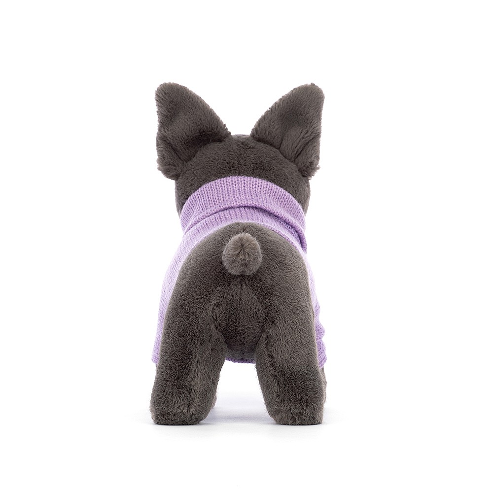 Jellycat Sweater French Bulldog Purple - 17x19cm - Image 3