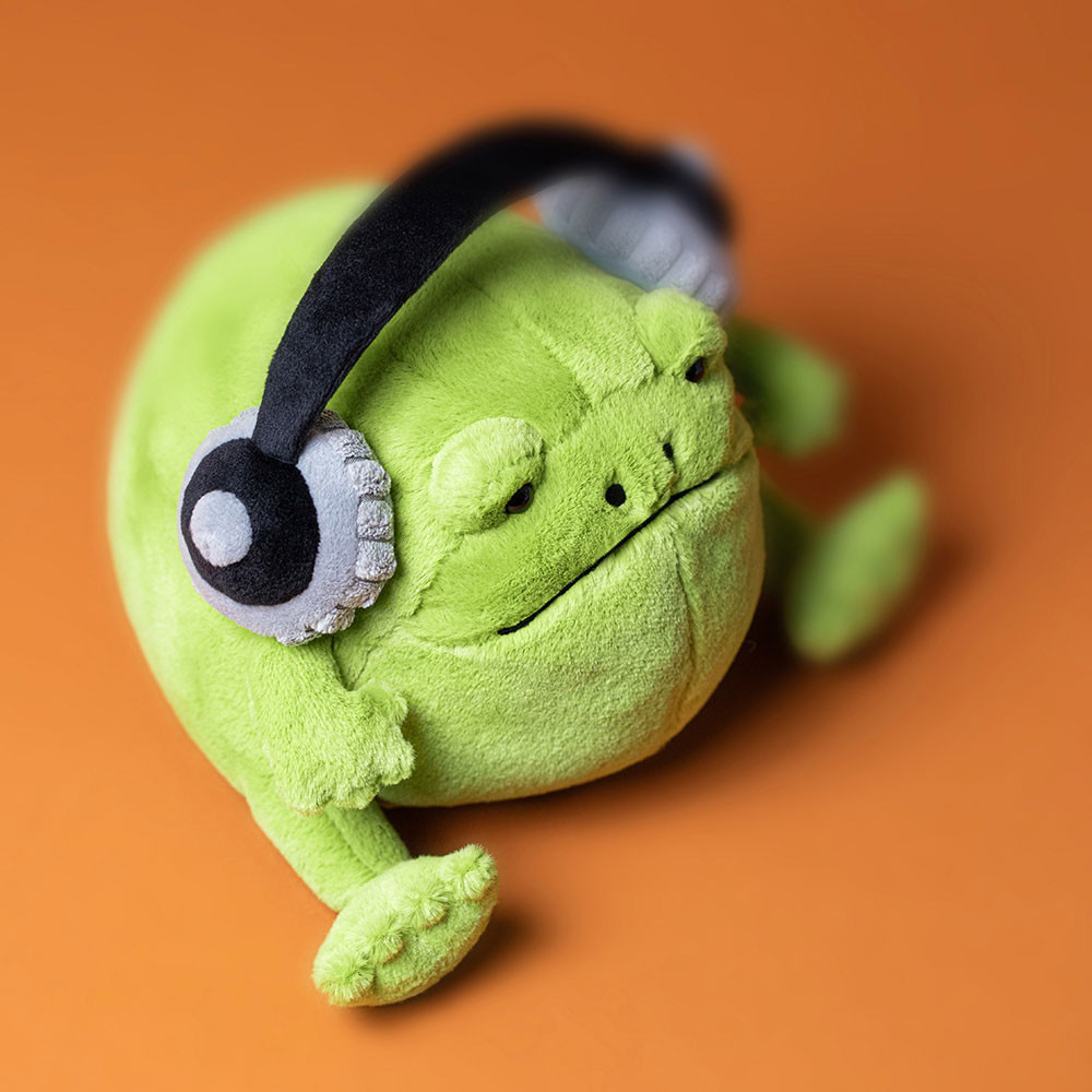 Jellycat Ricky Rain Frog Headphones - 15cm x 16cm x 18cm - Image 4
