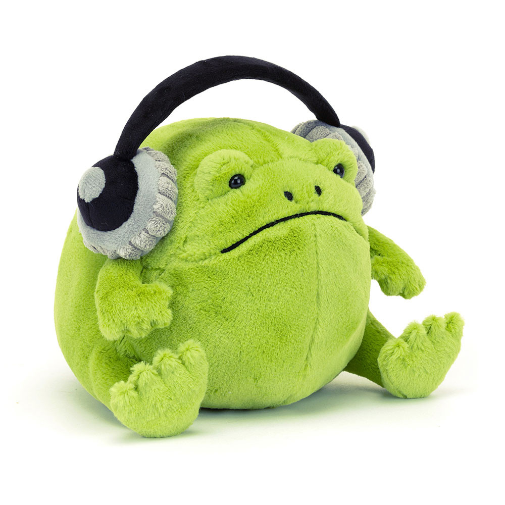 Jellycat Ricky Rain Frog Headphones - 15cm x 16cm x 18cm
