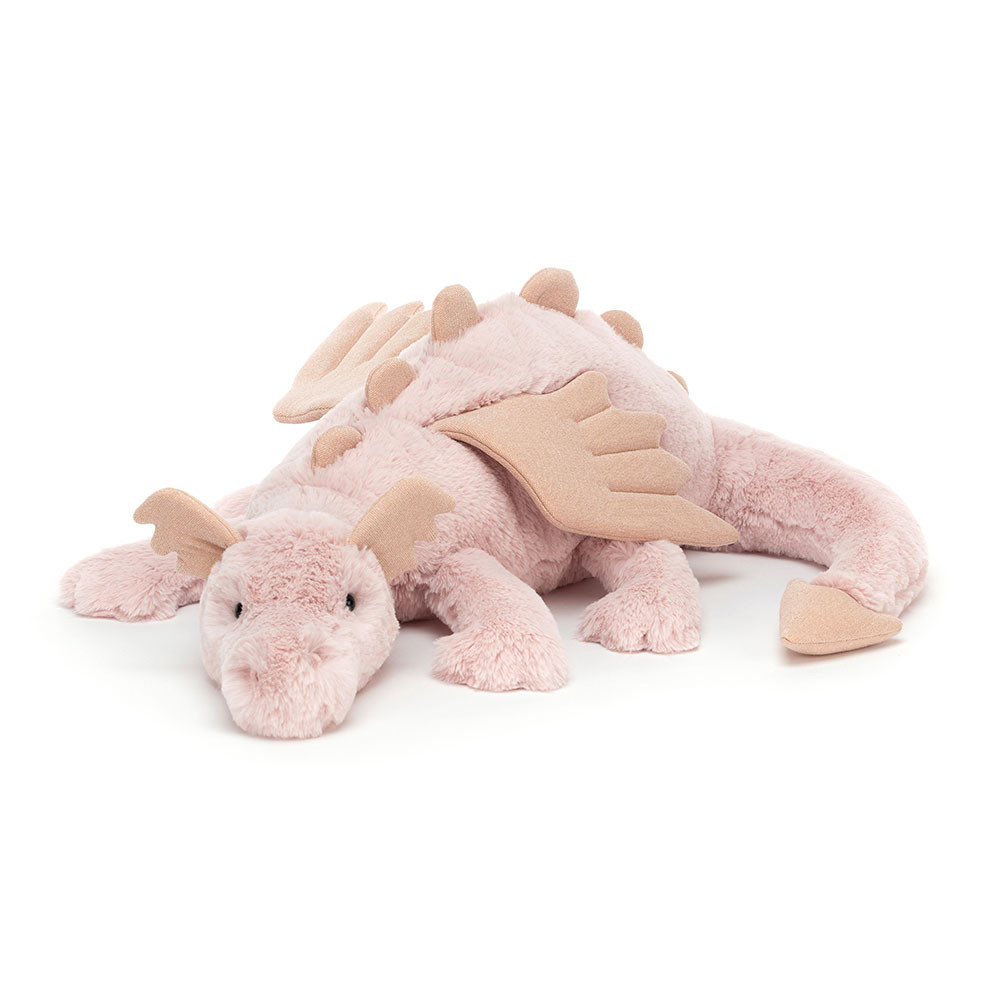 Jellycat Rose Dragon - Huge, 19cm x 20cm x 66cm
