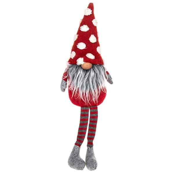 Jolly Red & Grey Dangly Leg Gonk with Spotted Hat - 46 x 15 cm