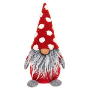 Jolly Red & Grey Fat Gonk with Spotted Hat - 33 x 14 cm