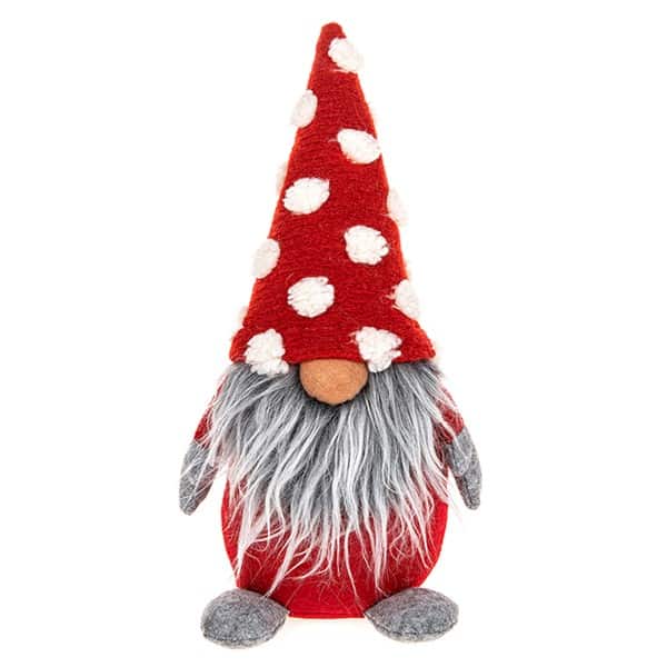 Jolly Red & Grey Fat Gonk with Spotted Hat - 33 x 14 cm