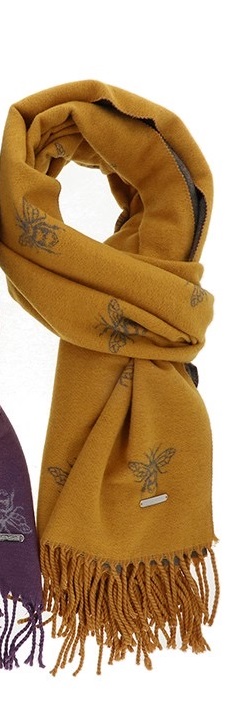 Equilibrium Cosy Two Tone Mustard Yellow and Grey Bee Scarf - Autumn Winter