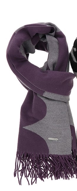 Equilibrium Cosy Two Tone Purple Grey Modern Flowers Scarf
