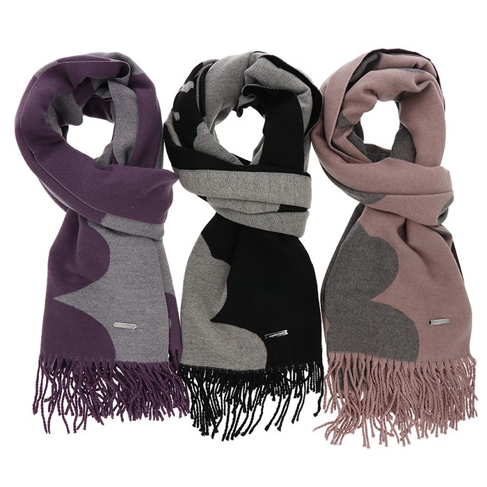 Equilibrium Cosy Two Tone Purple Grey Modern Flowers Scarf - Image 2