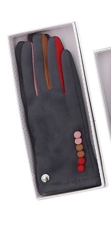 Equilibrium Cosy Colourful Fingers Grey Pink Red Boxed Gloves