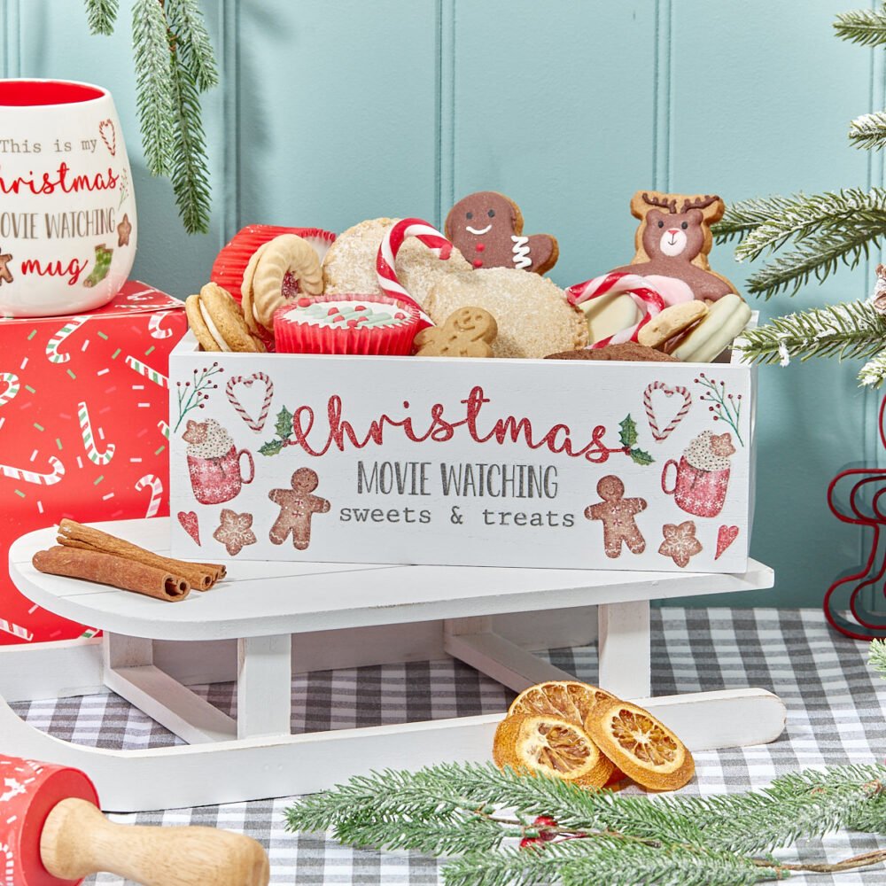 Christmas Movie Watching Sweet and Treats Wooden Crate - Langs