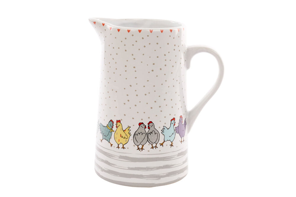 Large Ceramic Chickens Jug, 18cm - Richard Langs