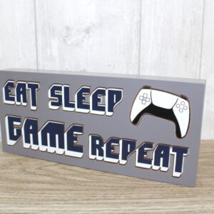 'Eat Sleep Game Repeat' Wooden Standing Block Sign - Langs