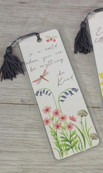 'In a World Where You Can Be Anything Be Kind' Floral Dragonfly Bookmark - Langs