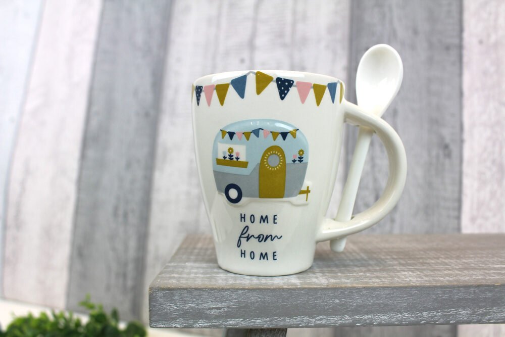 Home from Home Ceramic Caravan Mug with Spoon - Langs - Image 2