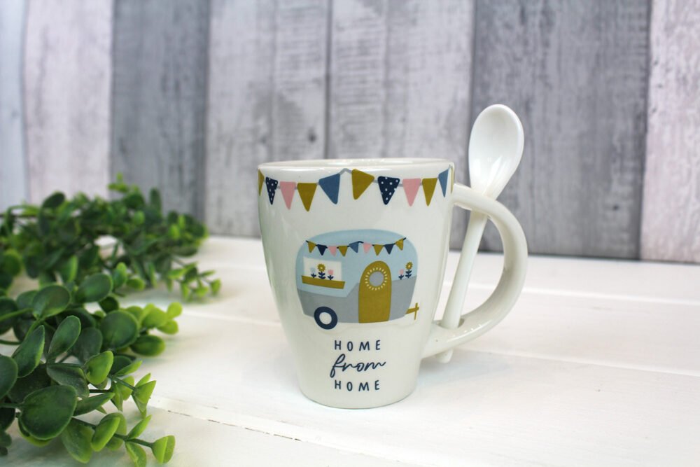 Home from Home Ceramic Caravan Mug with Spoon - Langs