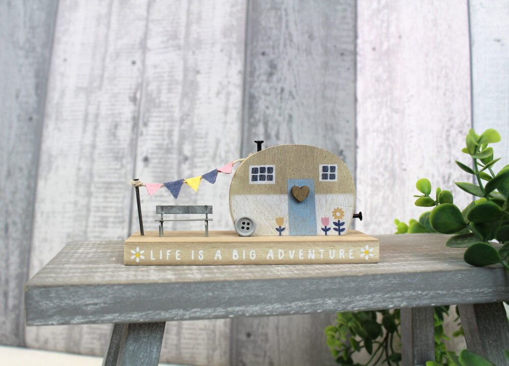 Life is a Big Adventure Wooden Caravan House Block Ornament - Langs - Image 2