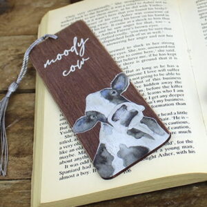 Moody Cow Wooden Bookmark - Langs