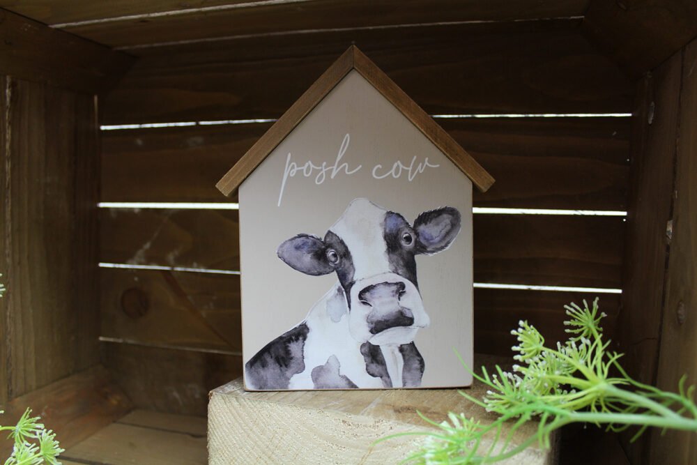Posh Cow Wooden House Block Ornament - Langs - Image 2