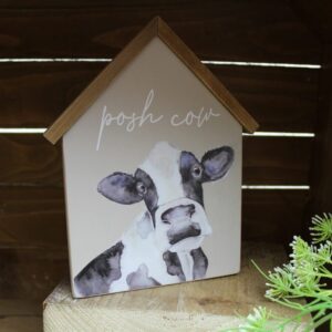 Posh Cow Wooden House Block Ornament - Langs